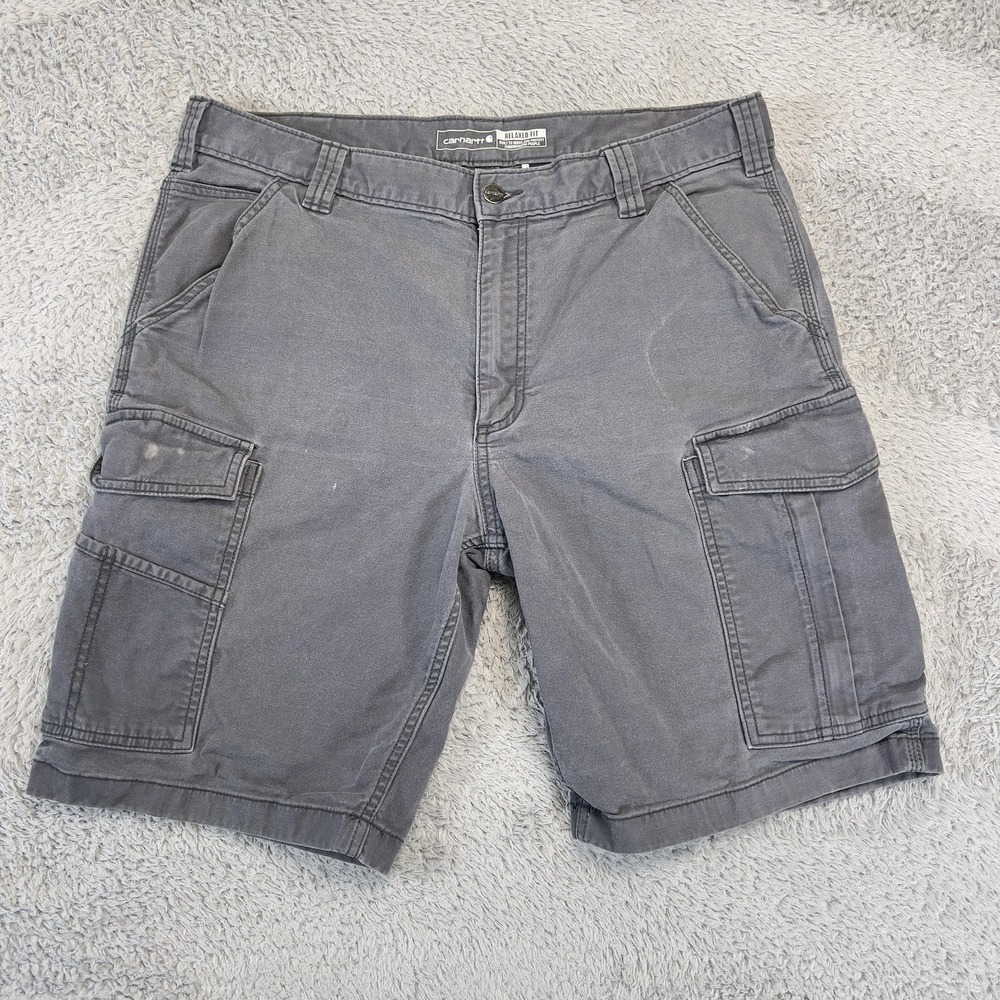 Carhartt Shorts Mens 36 Gray Rugged Flex Canvas Cargo Relaxed Work BS3542-M